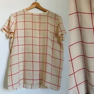 Giorgio Armani 100% silk vintage red grid shirt